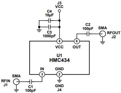 105675-HMC434, Evaluation Board based on HMC434 0.2 to 8 GHz, GaAs, HBT MMIC, Divide by 8 Prescaler