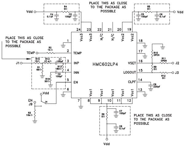 121492-HMC602LP4, Evaluation Board based on HMC602LP4(E) 1 to 8000 MHz Logarithmic Detector/Controller