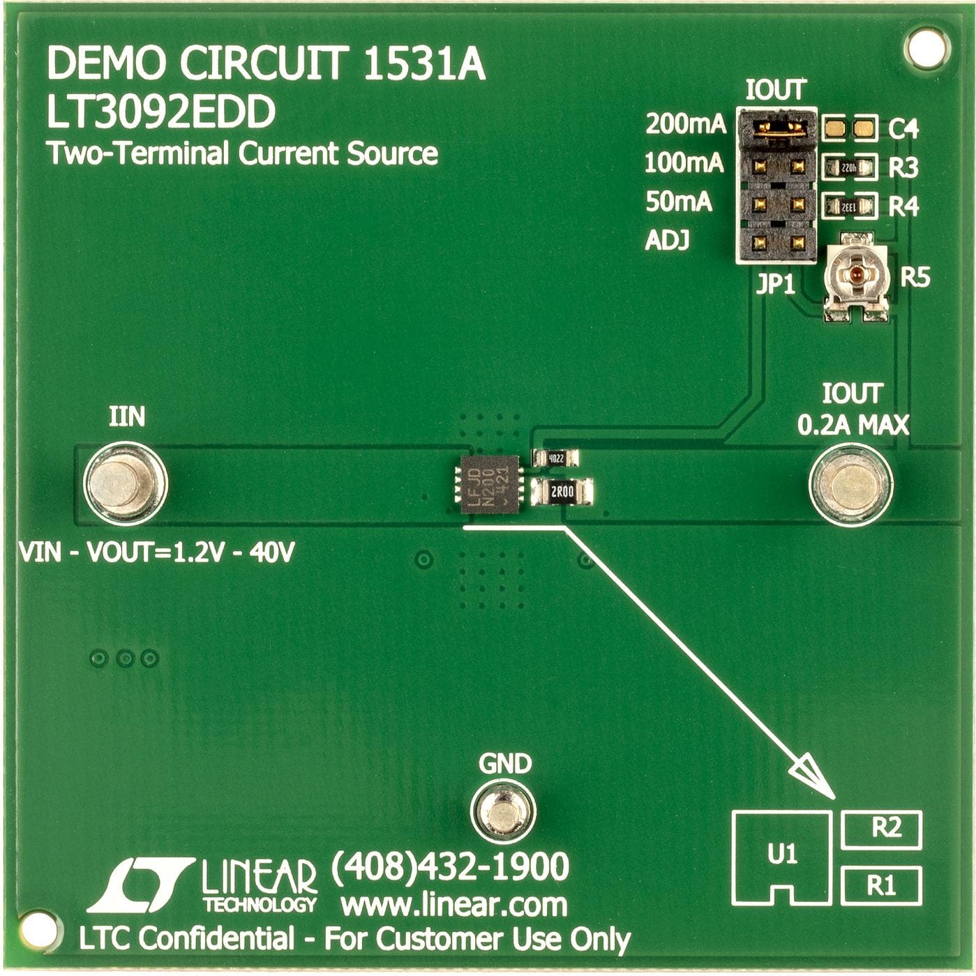 LT3092EDD Demo Board, 200mA 2-Terminal Programmable Current Source