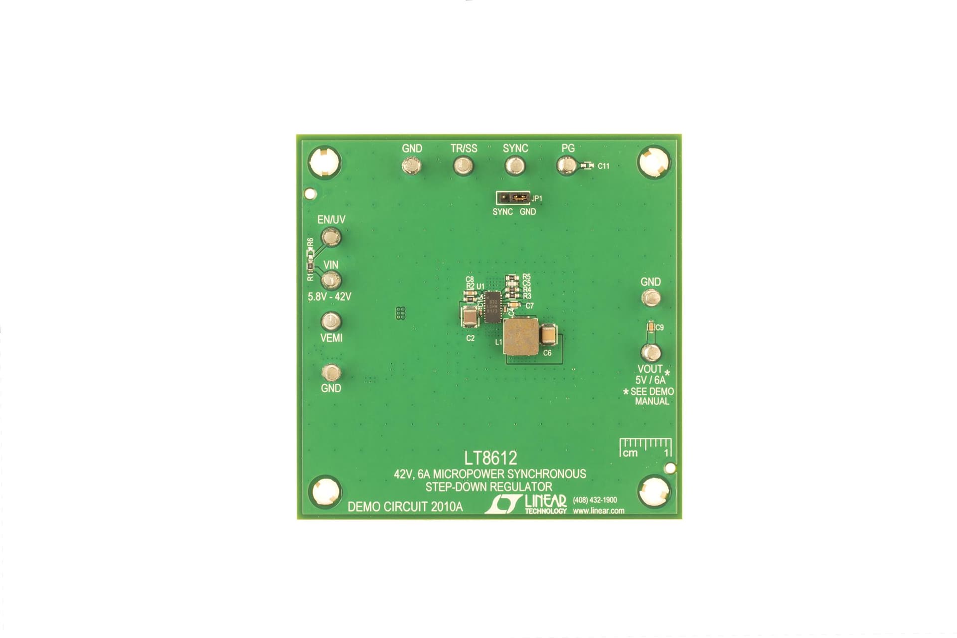 DC2010A, Demonstration Board using LT8612, 42V, 6A Micro-power Synchronous Step-Down Regulator