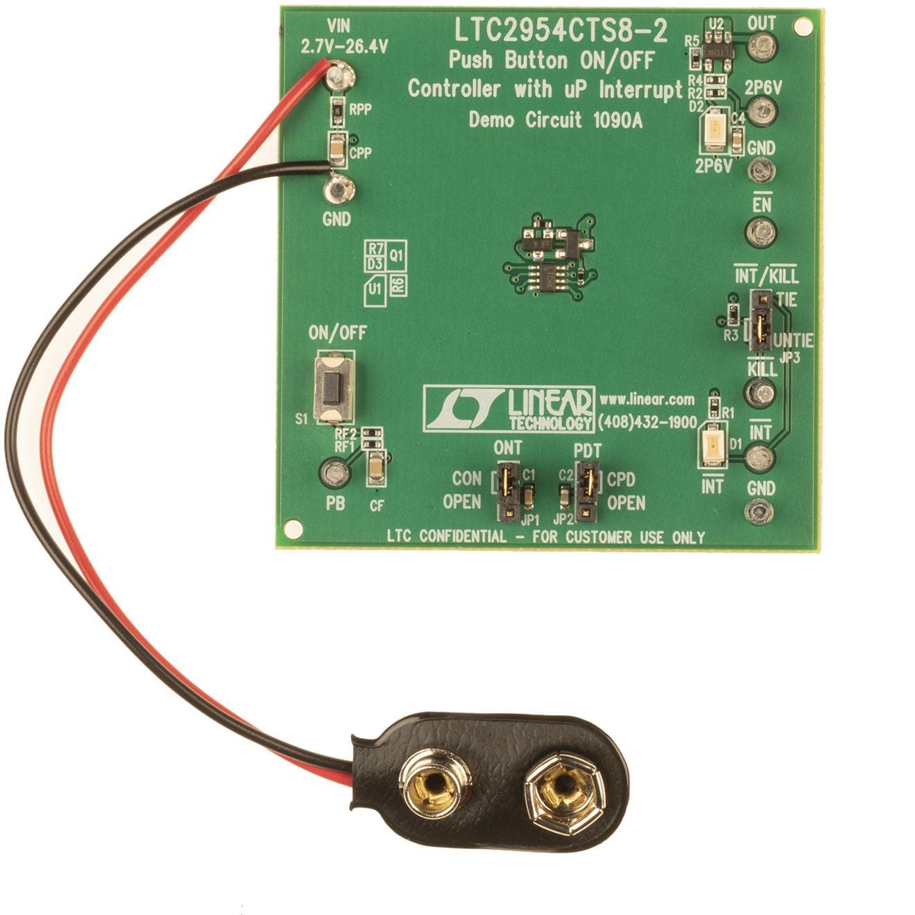 LTC2954 Demo Board, Push-Button On/Off Controller with uP Interrupt