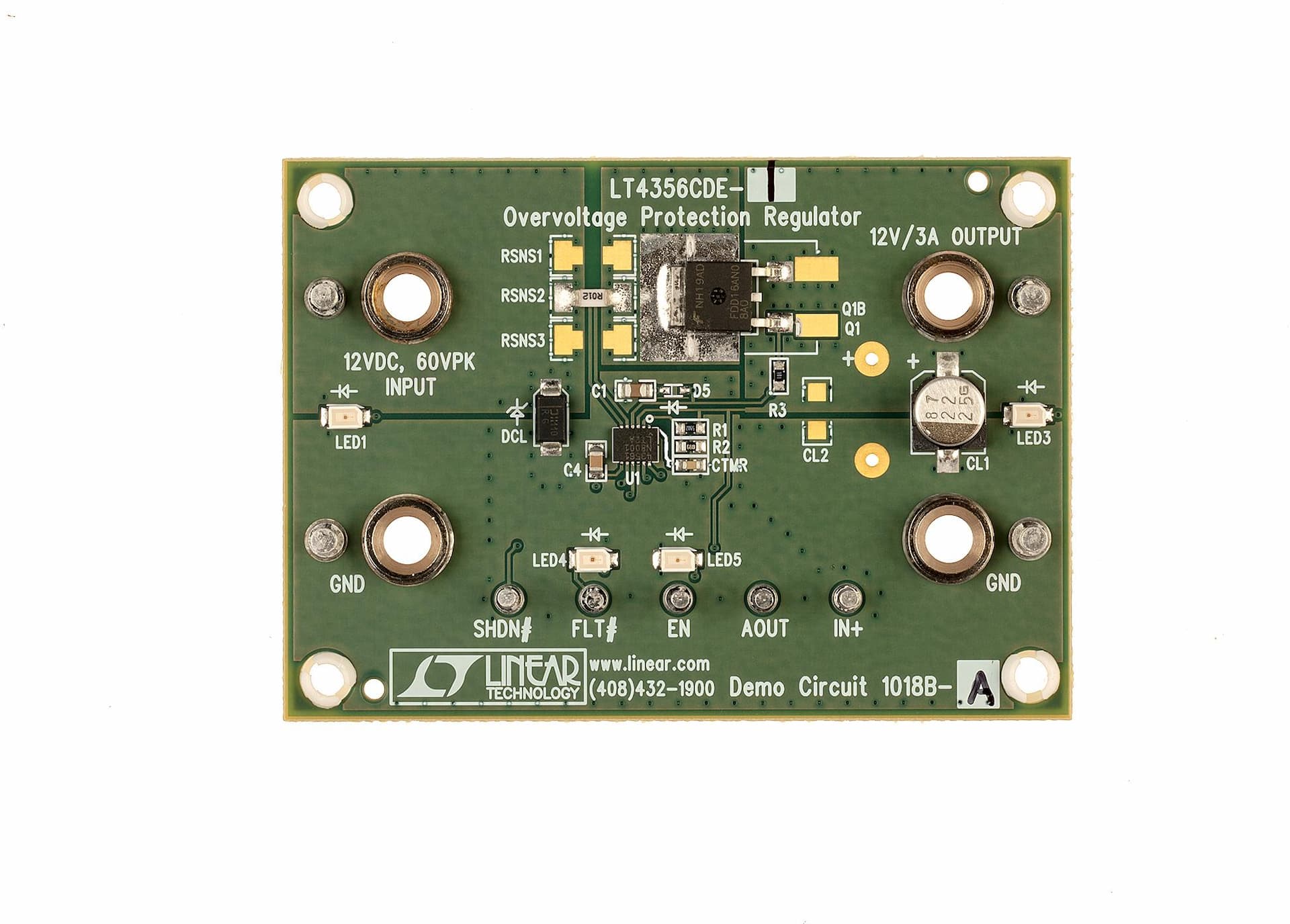 DC1018B-A, Demo Board for LT4356-1 Overvoltage Protection Regulator with Auto-retry