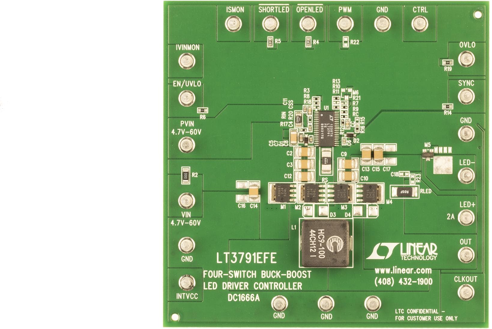 LT3791 Demo Board, Four-Switch Buck-Boost LED Driver Controller