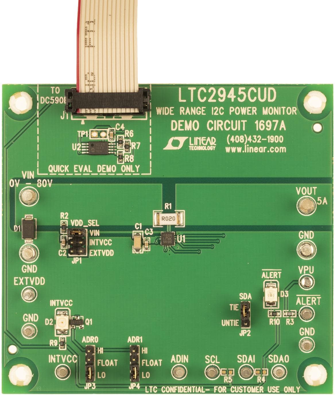 DC1697A, Demo Board Using LTC2945 Wide Range I2C Power Monitor