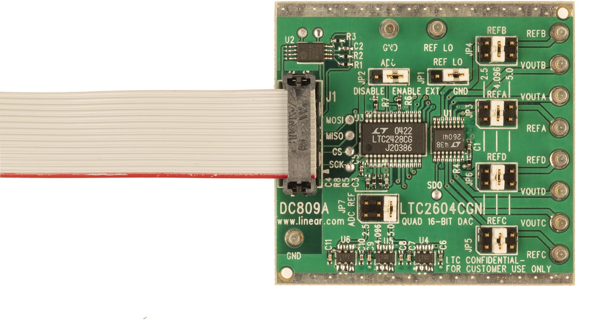 LTC2604CGN Demo Board, Quad 16-Bit SPI Rail-to-Rail DAC with Independent References