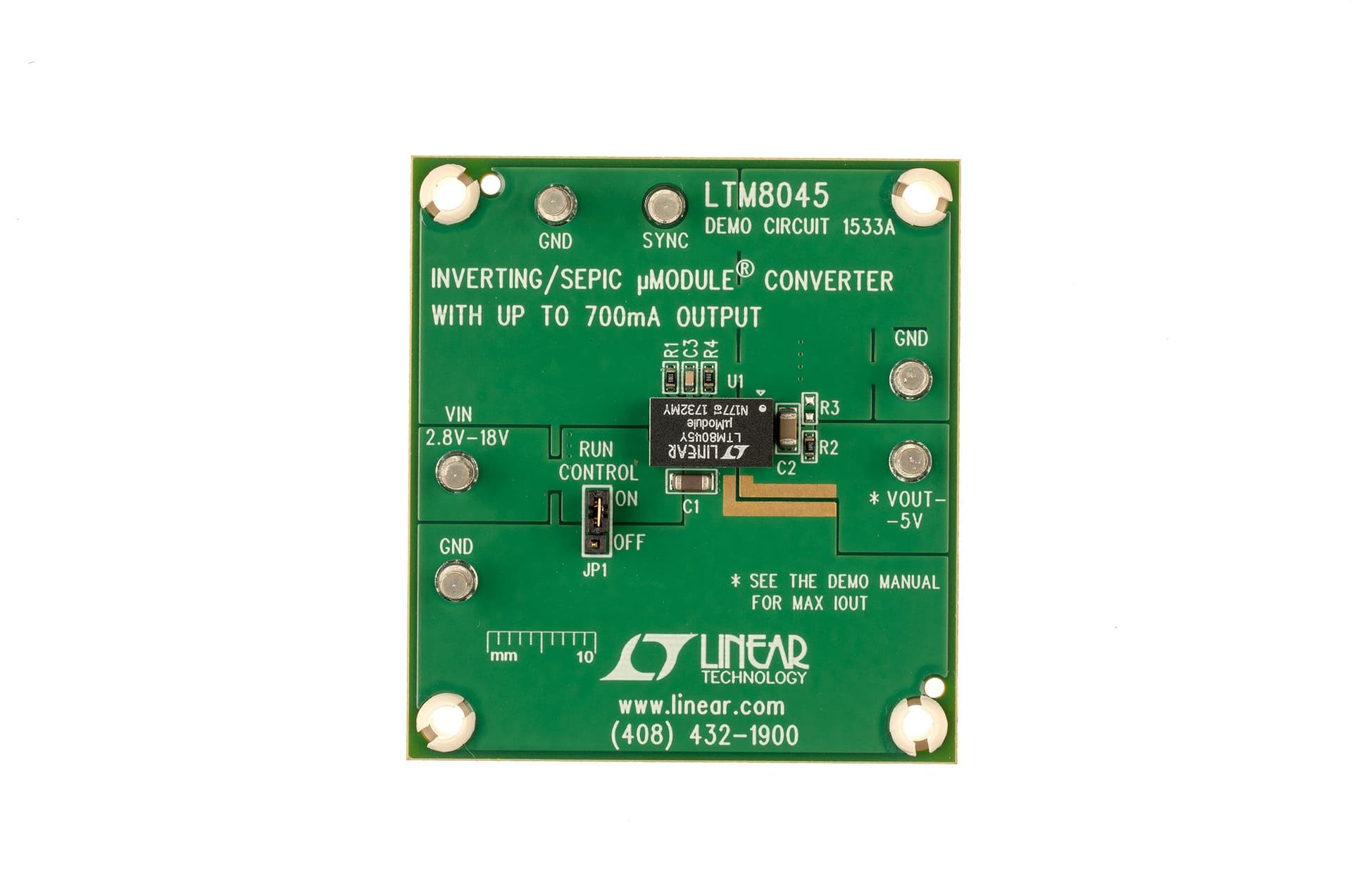 DC1533A, Demo Board for LTM8045 Inverting/SEPIC Module Converter with Up to 700mA Output