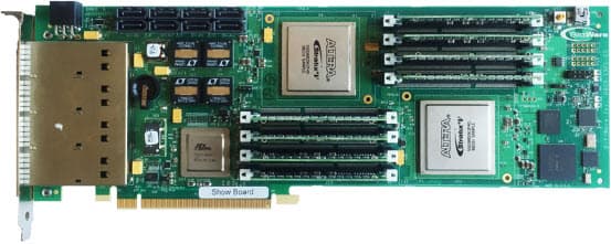 S5PE-DS, PCIe FPGA Accelerator Board based on Dual Intel Stratix V GX/GS PCIe Board with Quad QSFP+, DDR3, QDRII+ and RLDRAM3