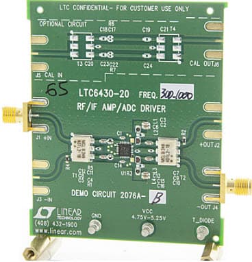 DC2076A-B, Demo Board based on LTC6430-20 Optimized 300MHz to 1000MHz Differential ADC Driver, IF/RF Amplifier