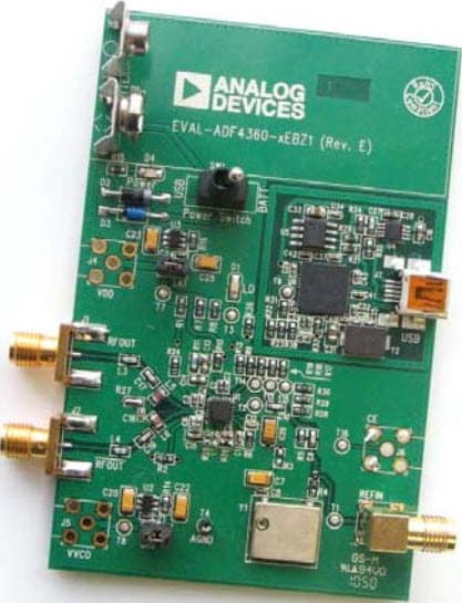 EV-ADF4360-7EB1Z, Evaluation Board for ADF4360-7 Integrated PLL and VCO Frequency Synthesizer