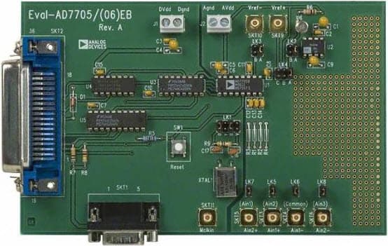 EVAL-AD7706EBZ, Evaluation Board for AD7705, 5V, 3-Channel, 16-Bit, Sigma Delta ADC