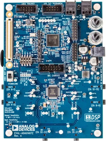 EVAL-ADAU1467Z, Evaluation Board for Evaluating the ADAU1463 and ADAU1467 SigmaDSP Audio Processors