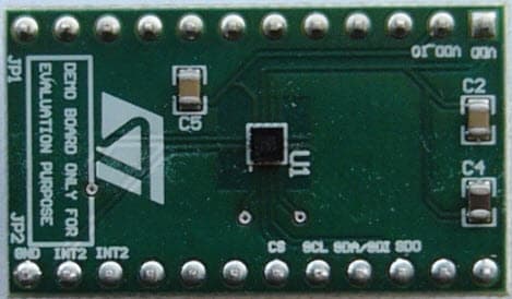 STEVAL-MKI151V1, LIS2DH12 3-Axis Accelerometer Adapter Board for Standard DIL24 Socket, compatible with STEVAL-MKI109V2