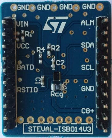 STEVAL-ISB014V3, Evaluation Board based on GG25L Battery Monitor with Alarm Output for Gas Gauge Applications