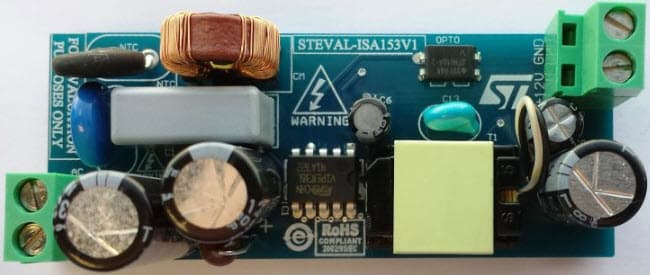 STEVAL-ISA153V1, 12V, 15W (20W peak) Isolated Flyback Converter Evaluation Board based on VIPER38LE