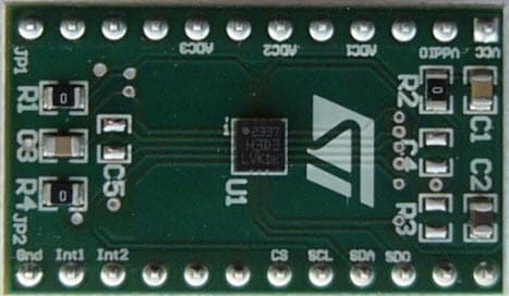 STEVAL-MKI153V1, H3LIS331DL 3-Axis Digital Accelerometer Adapter Board for Standard DIL24 Socket, compatible with STEVAL-MKI109V2