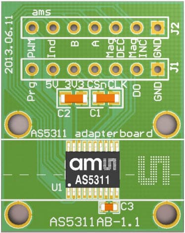 AS5311-TS_EK_AB, Demo Board for AS5311 12-Bit Linear Incremental Position Sensor with ABI and PWM output