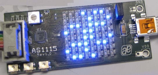 AS1115-QF_DK_ST B, Demo Board for AS1115 64-LEDs, I2C Interfaced LED Driver with Keyscan