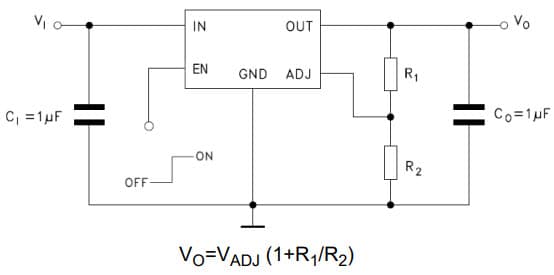 Typical Application (Adjustable Version) Circuit for LDK120M32R 3.2V Low Drop Voltage Regulator