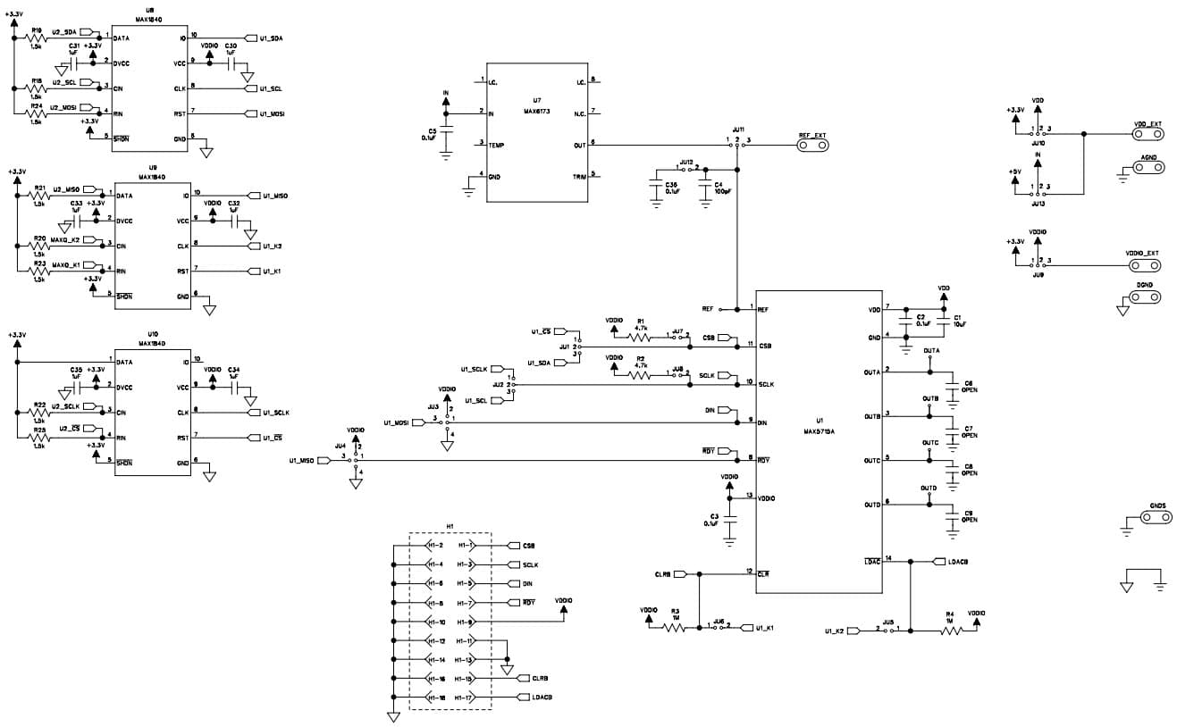 MAX5715AEVKIT#, Evaluation Kit for MAX5715A Ultra-Small, Quad-Channel, 12-Bit Buffered Output DAC with Internal Reference and SPI Interface