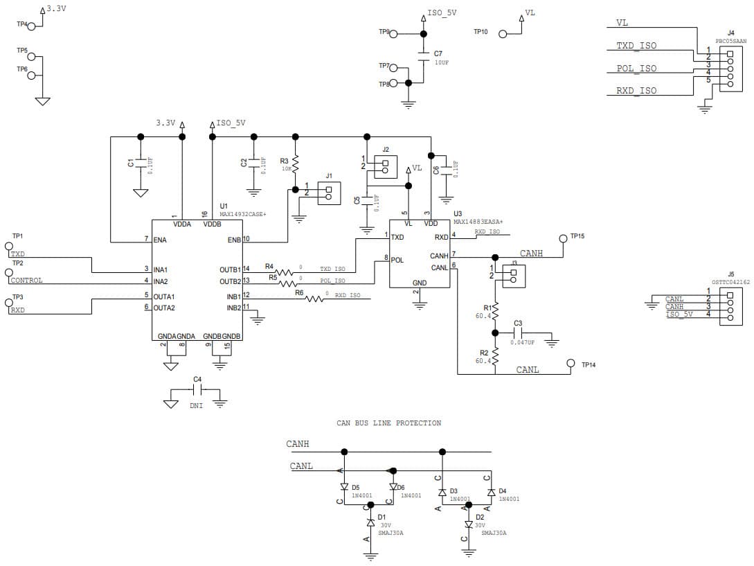 MAX14883EEVKIT#, Evaluation Kit for MAX14883E CAN Transceiver with ±60V Fault Protection Selectable Polarity