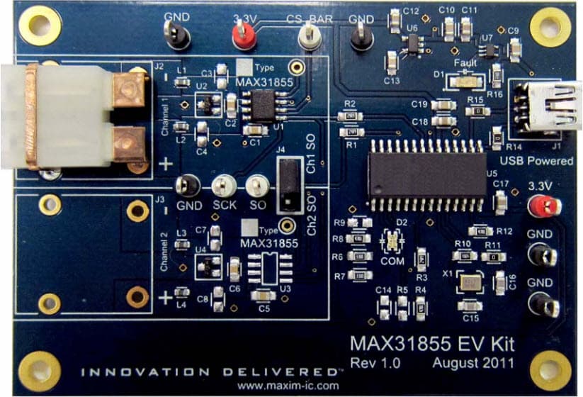 MAX31855EVKIT#, Evaluation Kit for the MAX31855 Cold-Junction Compensated Thermocouple-to-Digital Converter