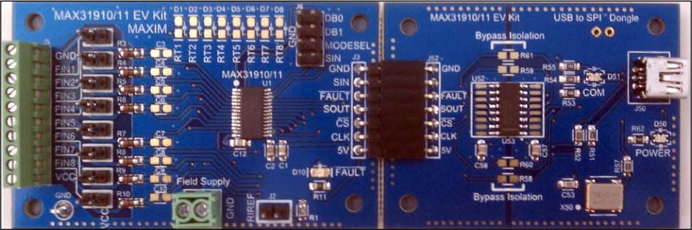 MAX31910EVKIT#, Evaluation Kit for MAX31910 Ultra-Low Power Industrial, Octal, Digital Input Translator/Serializer