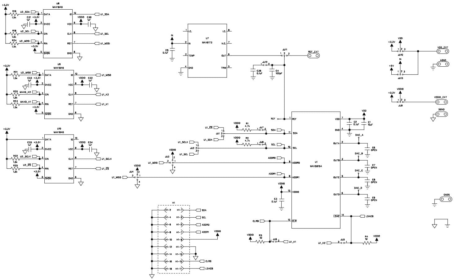 MAX5815AEVKIT#, Evaluation Kit for MAX5815A Ultra-Small, Quad-Channel, 12-Bit Buffered Output DAC with Internal Reference and I2C Interface