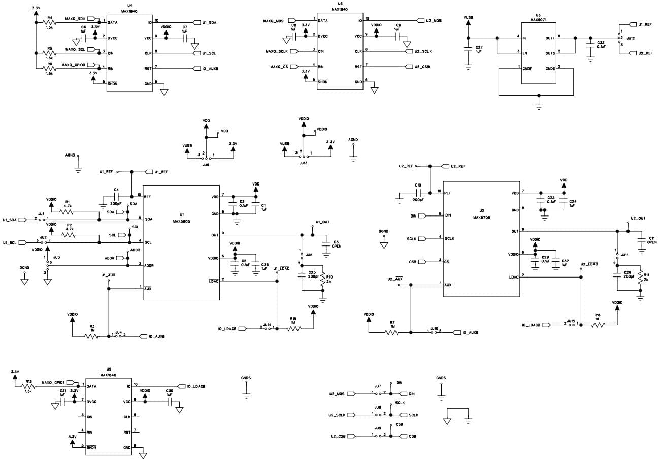 MAX5X05EVKIT#, Evaluation Kit for MAX5705B/MAX5805B Ultra-Small, Single-Channel, 12-Bit Buffered Output Voltage DAC with Internal Reference and SPI Interface