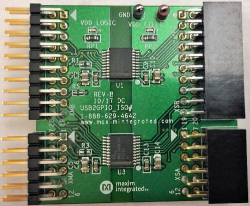 USB2GPIOISO#, Adapter Board for the MAX14483 6-Channel, Low-Power, 3.75kVRMS SPI Digital Isolator