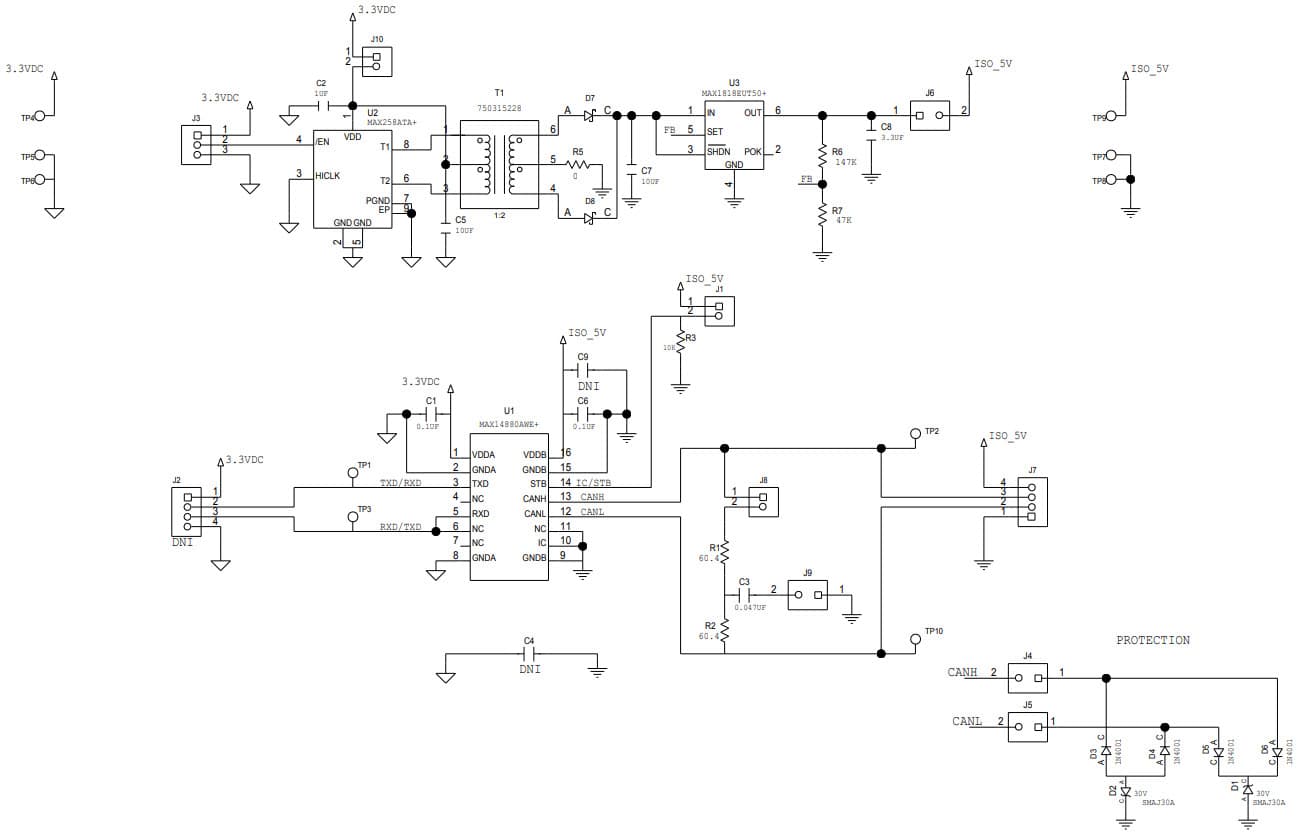 MAX14880EVKIT#, Evaluation Kit for the MAX14879 3.5K Isolated CAN Transceiver