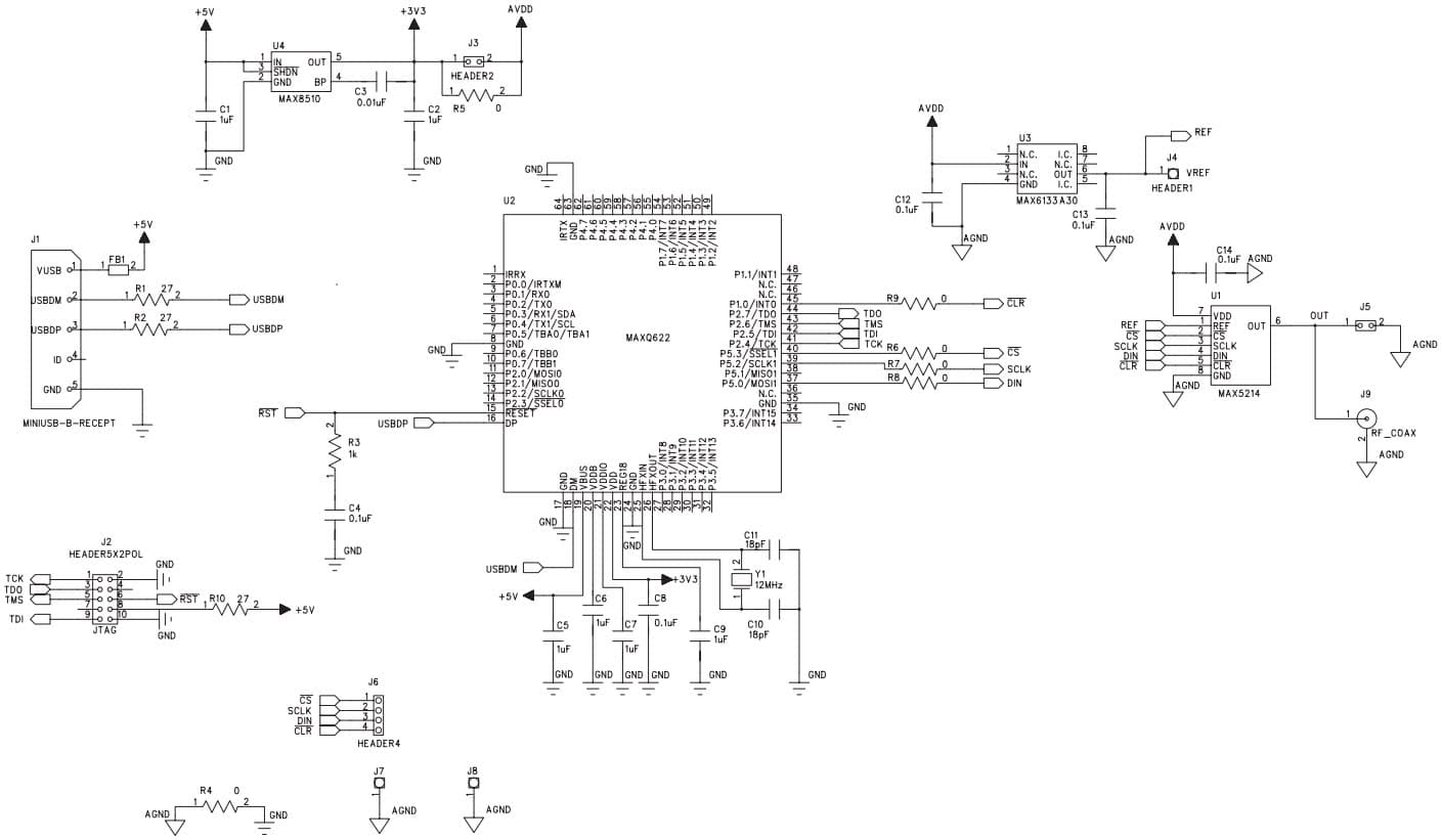 MAX5214DACLITE#, Evaluation Kit for MAX5214 14-Bit, Low-Power, Buffered Output, Rail-to-Rail DAC with SPI Interface