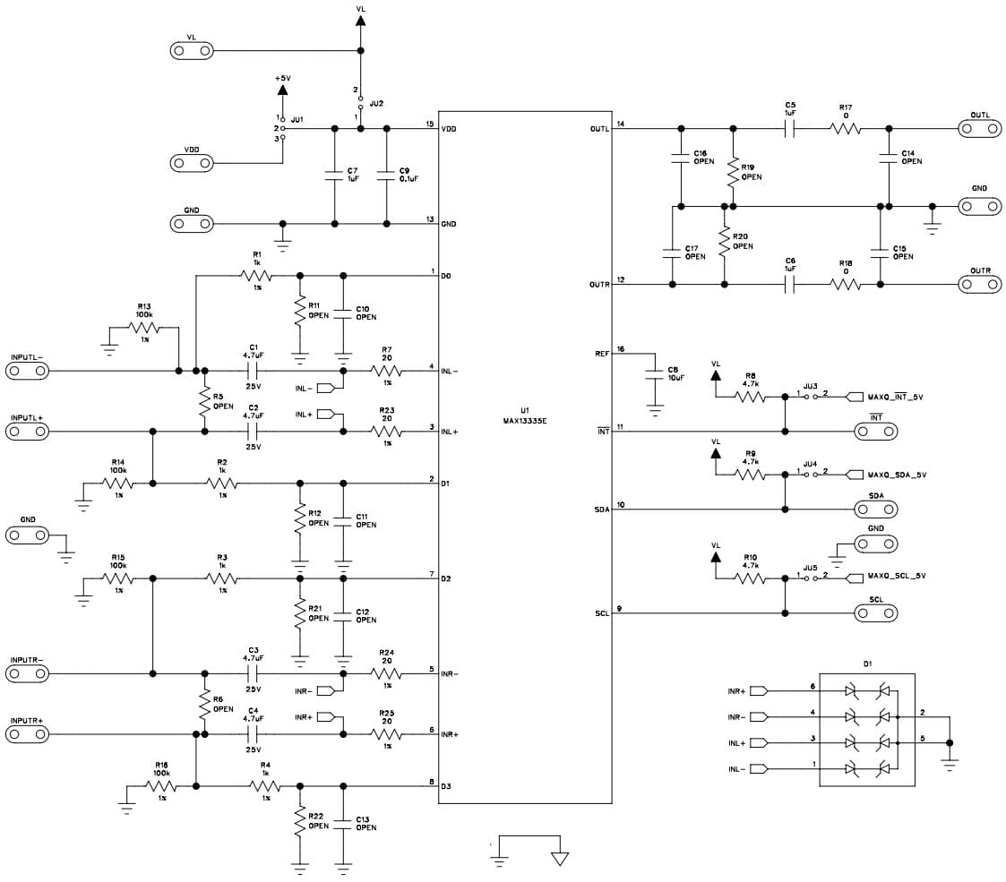 MAX13335EEVKIT#, Evaluation Kit for MAX13336E Dual Automotive Differential Audio Receivers with I2C Control and Diagnostics