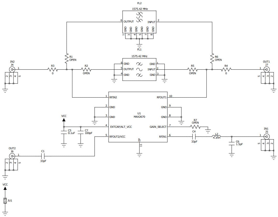 MAX2670EVKIT#, Evaluation Kit for the MAX2670 GPS/GNSS Front-End Amplifier