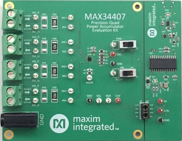 MAX34407EVKIT#, Evaluation Kit for the MAX34407 SMBus 4-Channel Wide Dynamic Range Power Accumulator