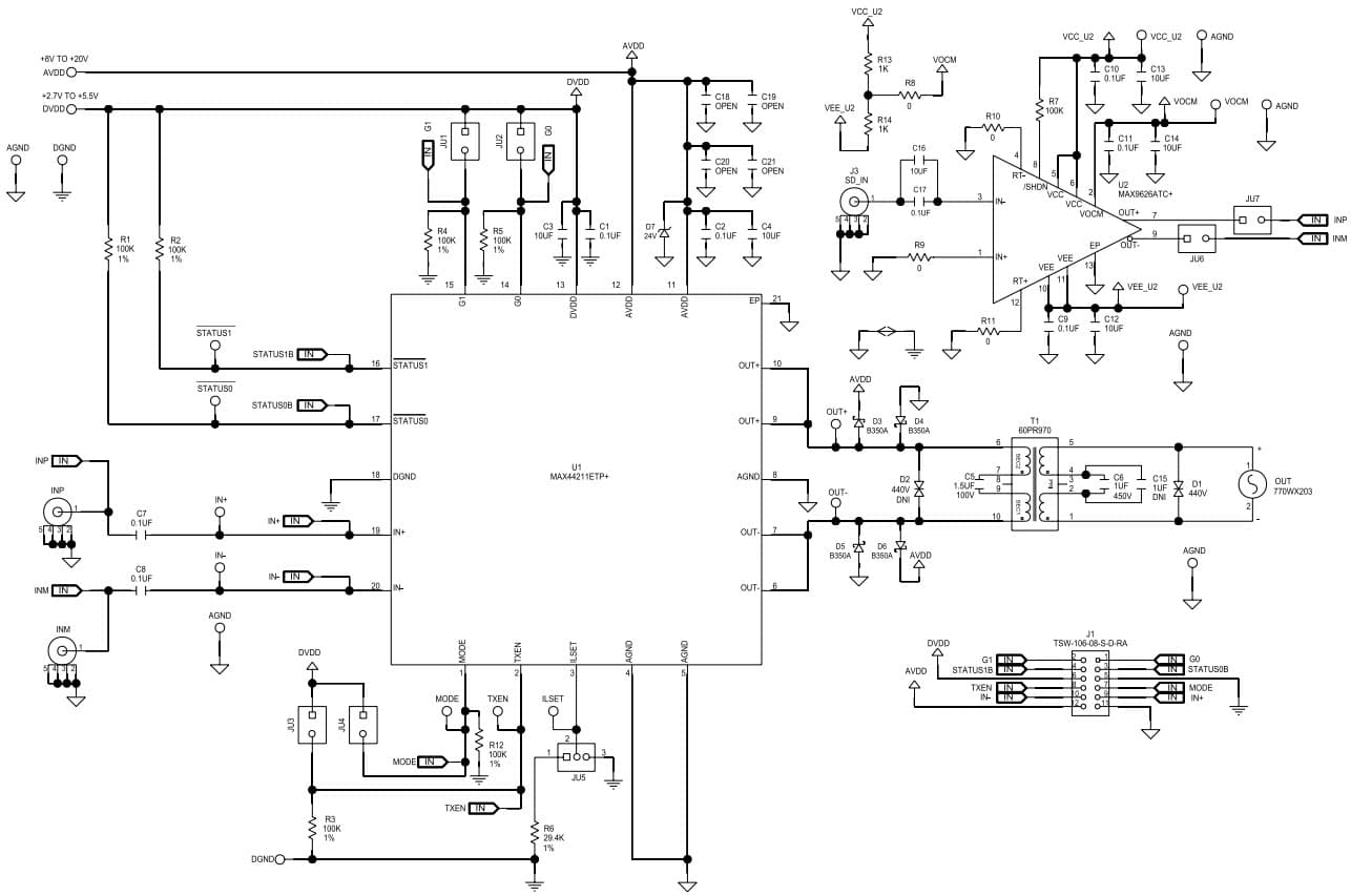 MAX44211EVKIT#, Evaluation Kit for MAX44211 High-Current Differential Line Driver for Powerline Communications