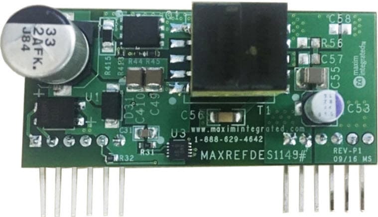 MAXREFDES1149, 12V/1A, Synchronous, No-Opto Isolated PoE DC-DC Converter Reference Design