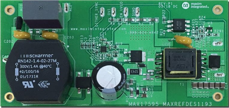 MAXREFDES1193, 15W 24V Offline Flyback Converter Reference Design Using the MAX17595