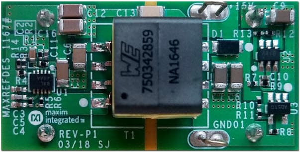 MAXREFDES1167, 15V/200mA or 12V/100mA, Iso-Buck DC-DC Converter Reference Design Using the MAX17681A