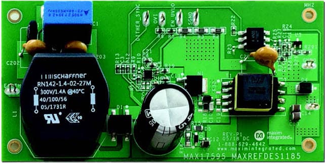 MAXREFDES1185, 3.5W 24V Offline Flyback Converter Reference Design Using the MAX17595