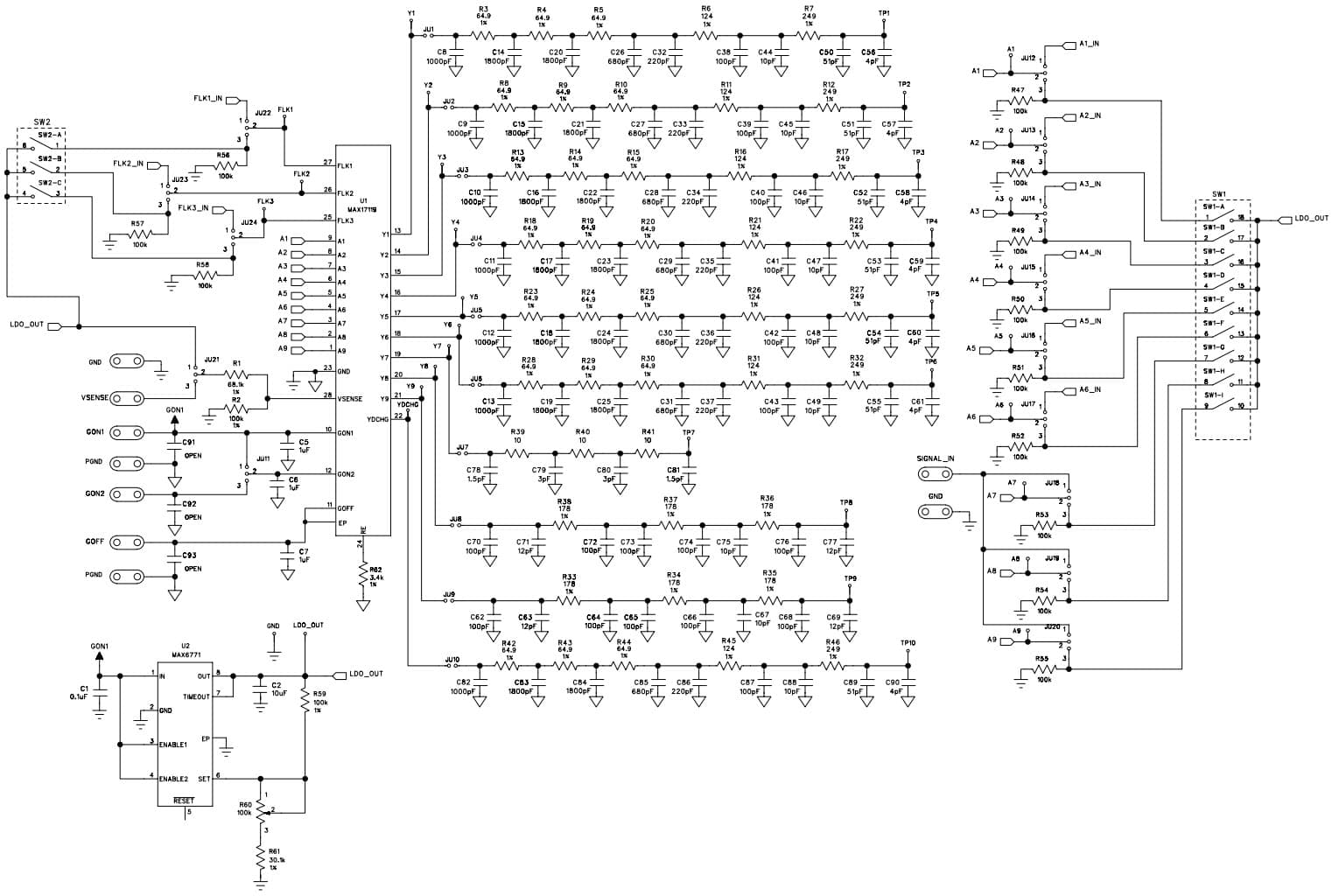 MAX17119EVKIT+, Evaluation Kit for the MAX17119 10-Channel Scan Driver for TFT LCD with GPM Function