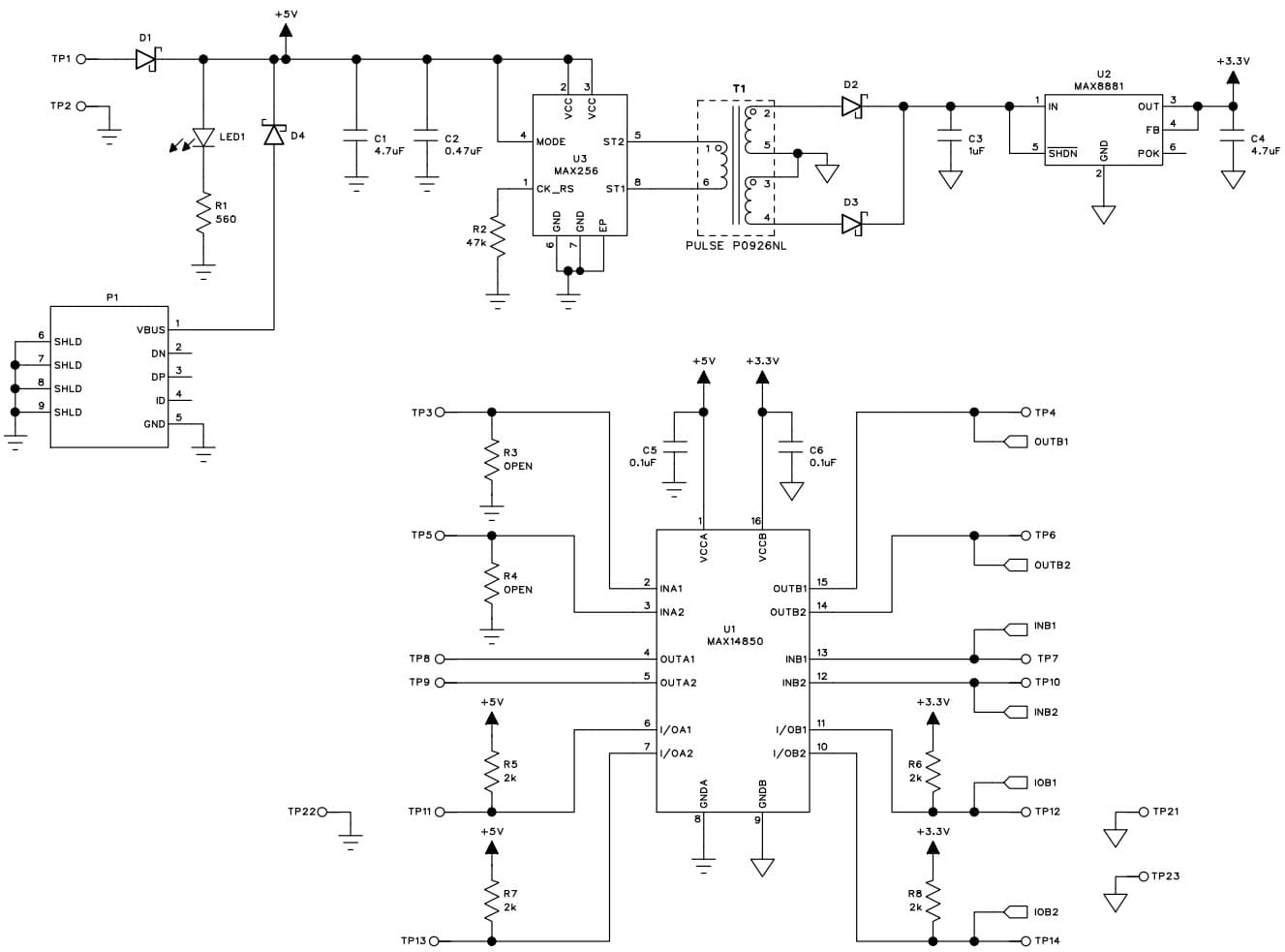 MAX14850EVKIT#, Evaluation Kit for the MAX14850 Six-Channel Digital Isolator