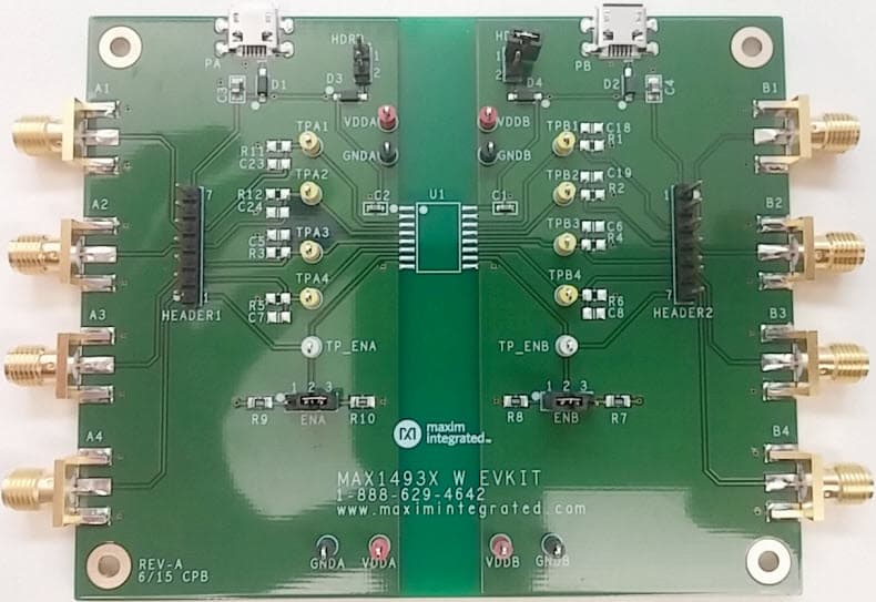 MAX1493XSEVKIT#, Wide-Body SOIC Evaluation Kit for the MAX14935 4-Channel, 5kVRMS Digital Isolator