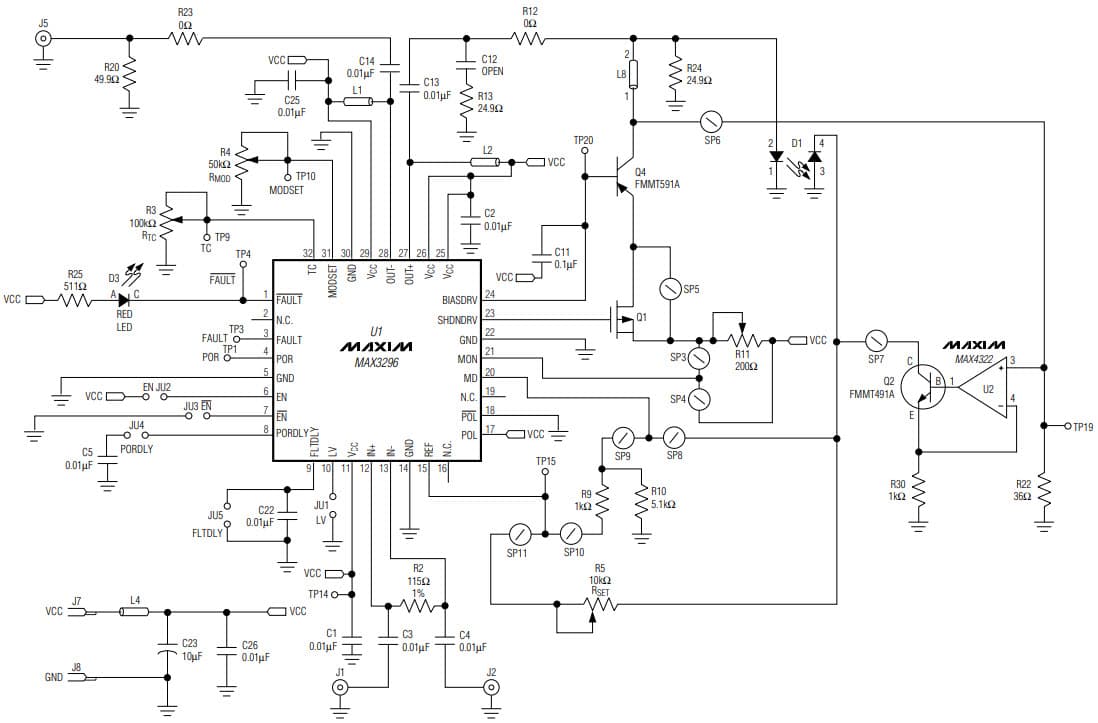 MAX3296EVKIT-SW, Evaluation Kit for the MAX3286 3V to 5.5V, 1.25Gbps LAN Laser Driver