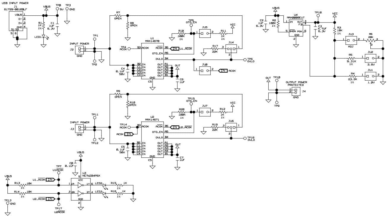 MAX14670EVKIT#, Evaluation Kit for MAX14670 and MAX14671 Bidirectional Current-Blocking, High-Input Overvoltage Protector with Adjustable OVLO