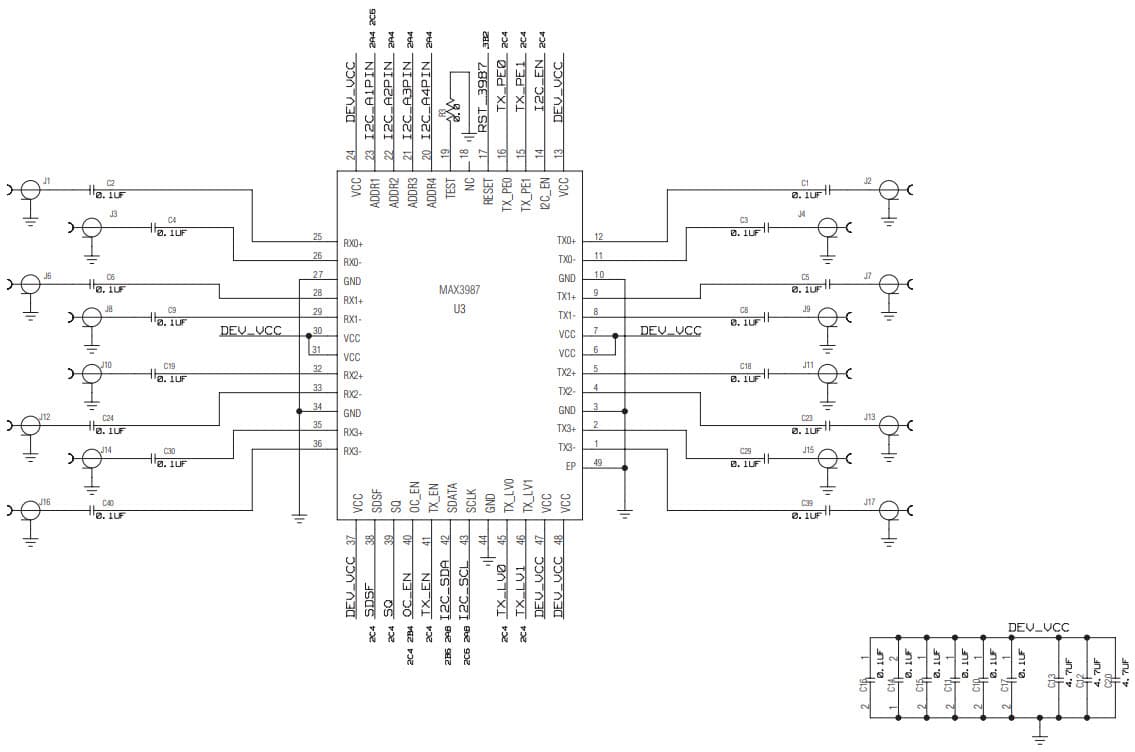 MAX3987EVKIT+, Evaluation Kit for the MAX3987 8.5Gbps Quad Equalizer and Preemphasis Driver