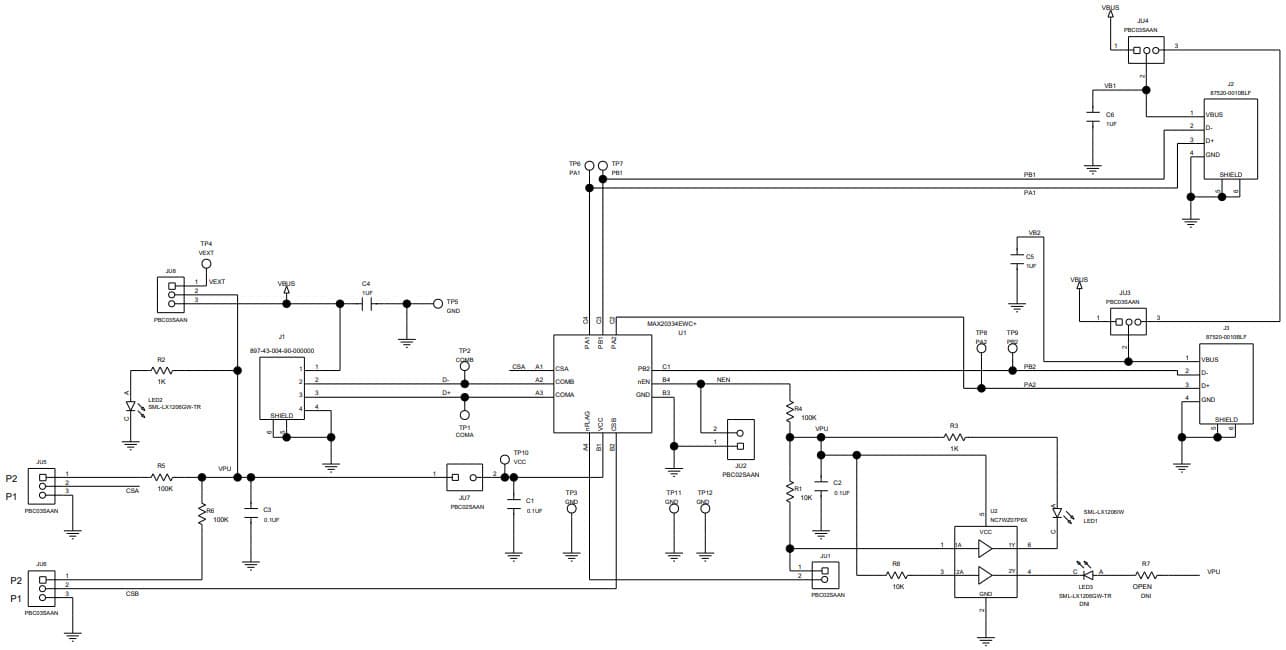 MAX20334EVKIT#, Evaluation Kit for MAX20334 OverVoltage and Surge-Protected Dual SPDT Data Line Switch