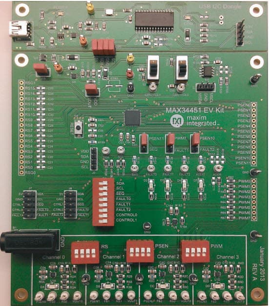 MAX34451EVKIT#, Evaluation Kit for MAX34451 PMBus 16-Channel V/I Monitor and 12-Channel Sequencer/Marginer