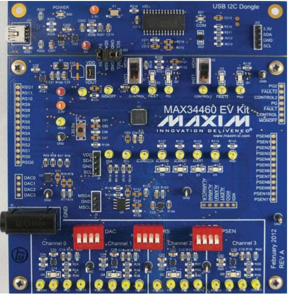 MAX34460EVKIT#, Evaluation Kit for the MAX34460 PMBus 12-Channel Voltage Monitor and Sequencer