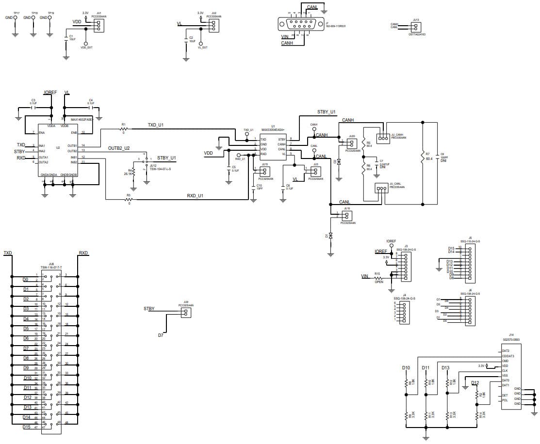 MAX33054ESHLD#, Evaluation Kit for MAX33054E +3.3V, 2Mbps CAN Transceiver with ±65V Fault Protection, ±25V CMR and ±25kV ESD