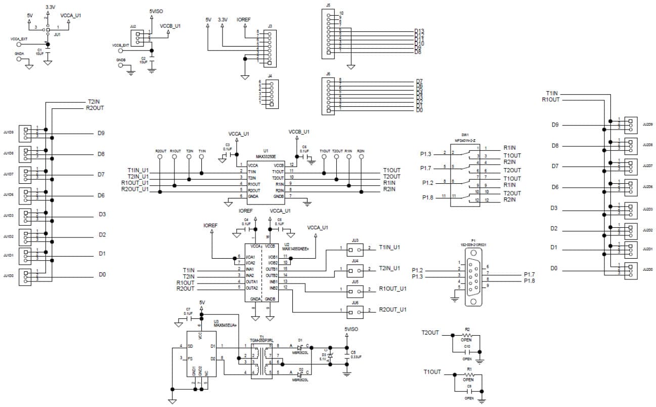 MAX33250ESHLD#, Evaluation Kit for MAX33250E 600V Isolated 2Tx/2Rx and 1Tx/1Rx RS-232 Transceiver with ±15kV ESD and Integrated Capacitors